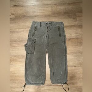 Express Olive Green Cargo Capris with Drawstring Hem